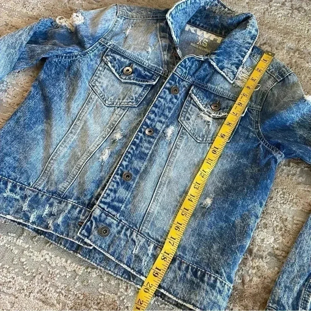 RWH Rewash Distressed Acid Washed Denim Jean Jacket: XS - Picture 10 of 10